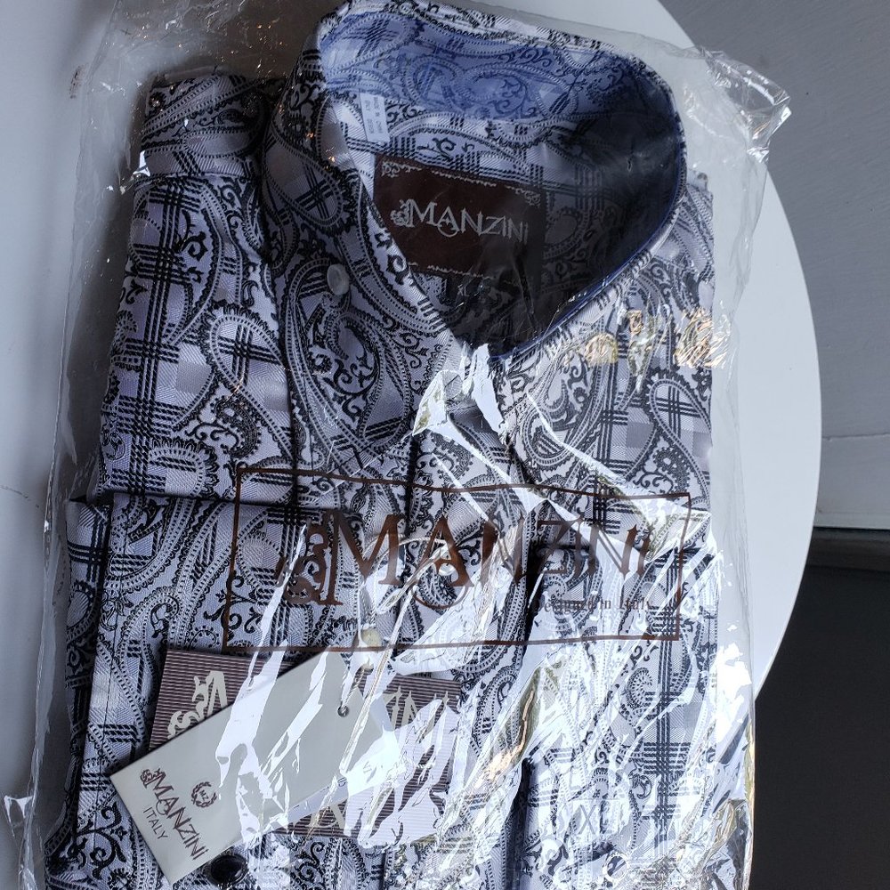 Manzini Cuffed Dress Men's Shirt XL